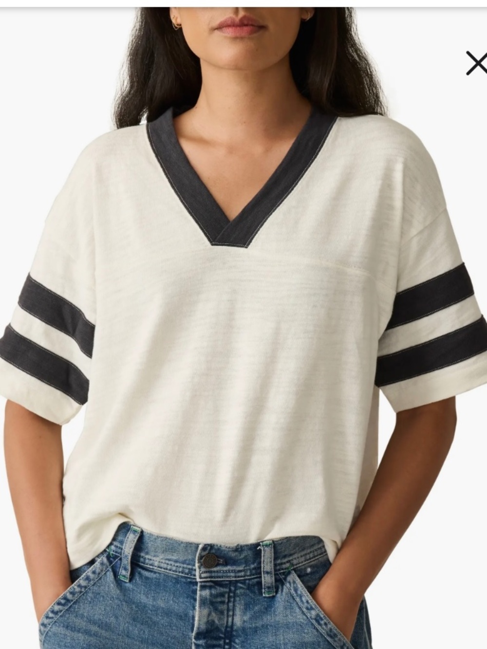 Faherty Sun washed Slub Organic Cotton Varsity tee Women's M